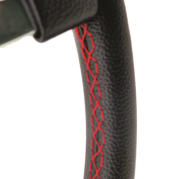 13" 3 Spoke Semi-dished Polished Vinyl Black red Stitching