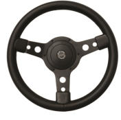 14" 3 Spoke Semi-dished Black Leather Black